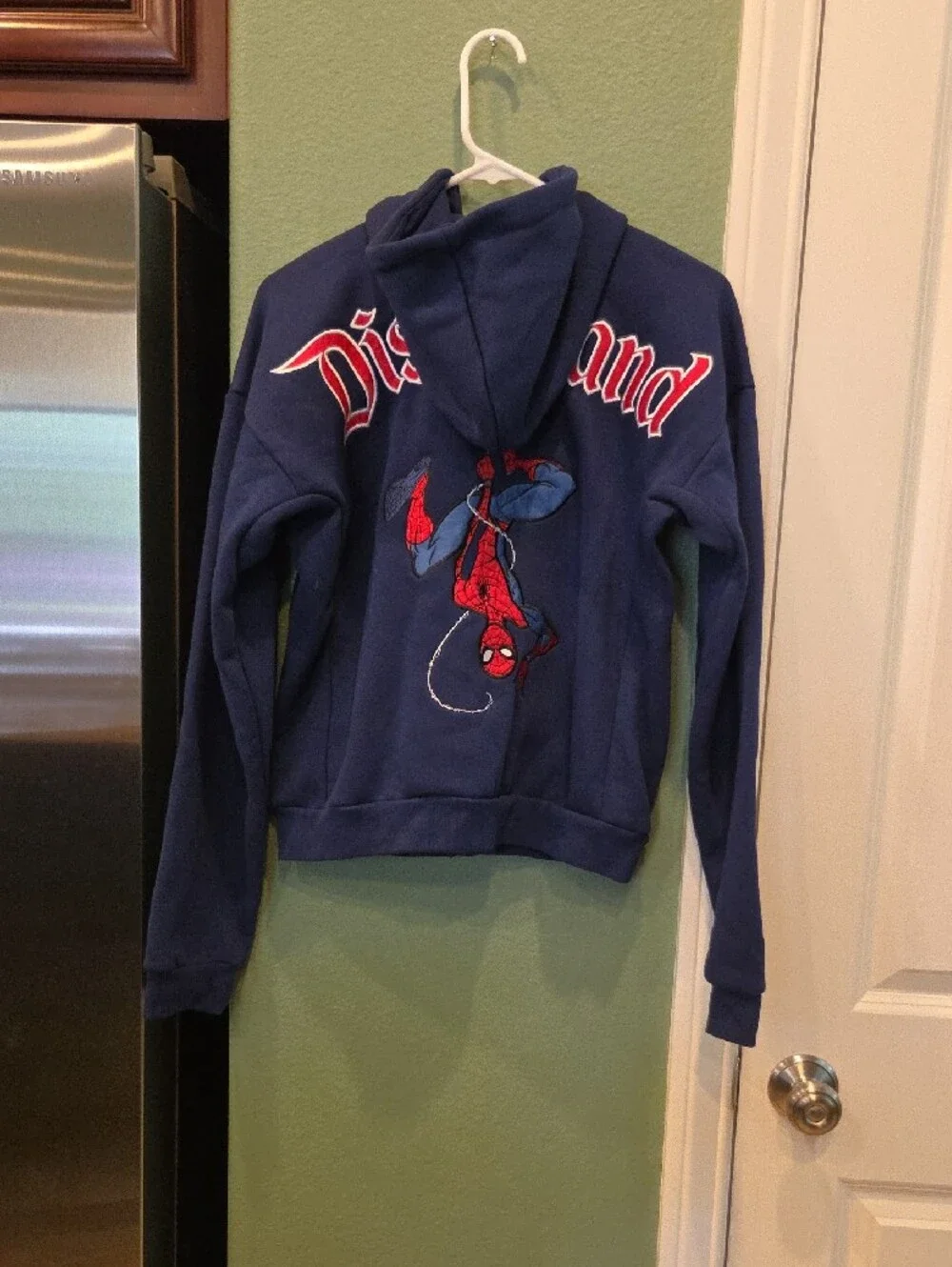 Marvel Navy Zip-Up Hoodie with Red and White Spider Web 'D' Logo
